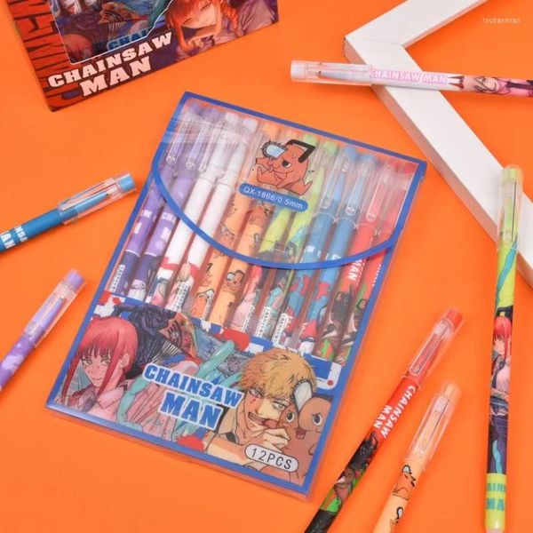 6 Pz/set Anime Chainsaw Man Cancellabile Inchiostro Blu Penna Gel 0.5mm Penne Magiche Lavabili Denji Makima Aki Hayakawa Power Pochita