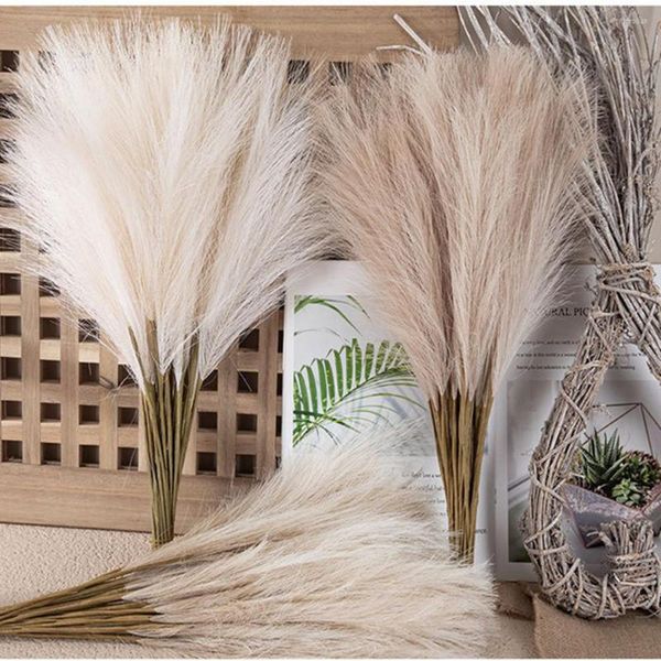 Fiori decorativi 49 cm Stile INS Reed Pampas Erba Artificiale Bouquet di alta qualità Piante finte per la casa Camera da letto Giardino Balcone Decor