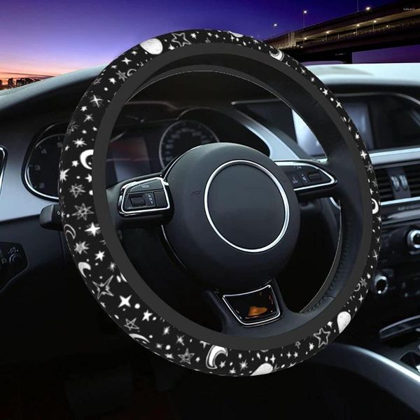 O volante do volante tampa a lua preta de estrela 15 polegadas para mulheres carros carros universais anti -neoprene neoprene SUV acessórios de caminhão