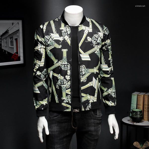 Jackets masculinos homens floral 2023 plus size 5xl padrão jaqueta ouro barroco barroco masculino Jaqueta bombarder moda hombre preto