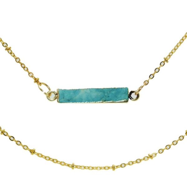 Colares de pingentes de jóias de joias de ouro colar de garotas facetadas de pedra natural longa cadeia de mármore de mármore conector uivo verde