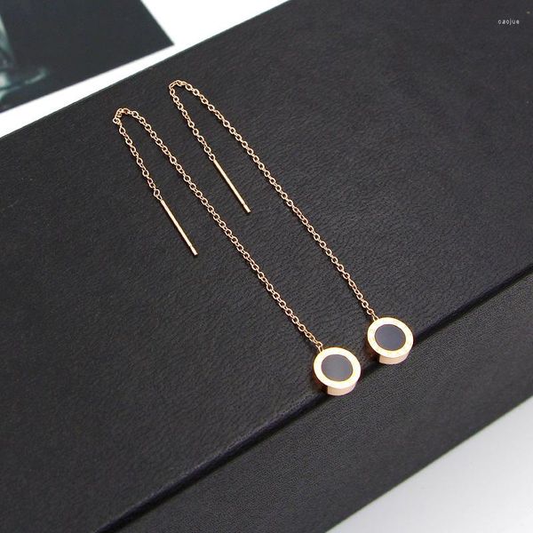 Brincos de garanhão vintage simples linha de orelha de longa cadeia para mulheres rosa ouro jóias de jóias grow bijoux e301
