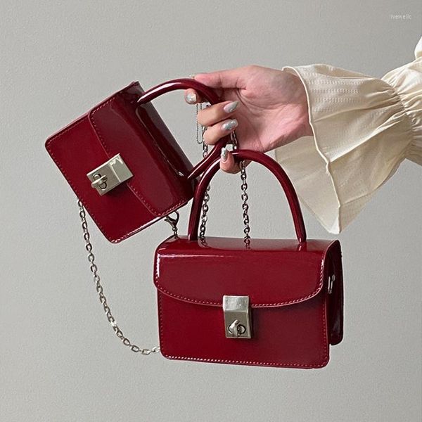 Bolsas de noite Design de luxo Hasp Small Square Bag Vintage Red ombro Crossbody For Women Fashion Feminino Bolsas e bolsas