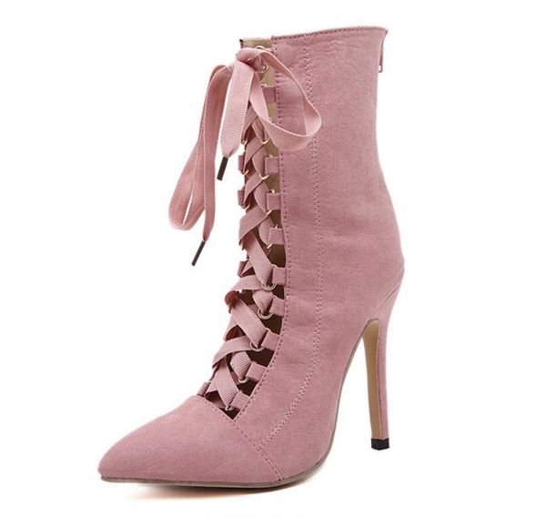 Scarpe eleganti Gladiatore di alta qualità Donna Décolleté Genova Sandalo a spillo Stivale a punta Décolleté con cinturino con lacci Sandali donna 12CM