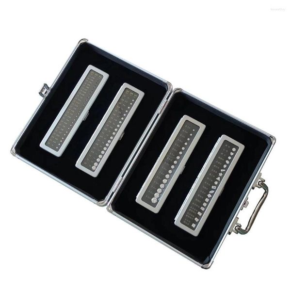 Bolsas de joias portátil 4pcs diamante zircônia de referência de referência de contraste de quarto diâmetro cortado em escala de escala de ensino de ensino com caixa de transporte