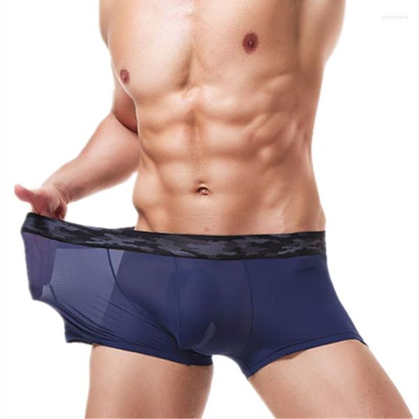 MUITOPANTES SEXY Mens cuecas cuecas gelo calcinha de seda de gelo homem boxershorts bolsa respirável roupas masculinas Cueca calzoncillo plus size