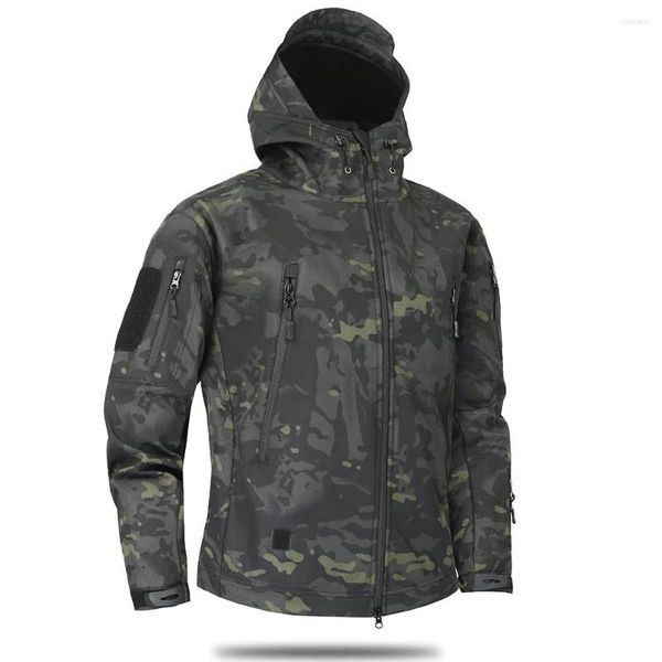 Giacche da caccia Giacca mimetica militare da uomo Army Tactical Thermal Multicam Abbigliamento Giacche a vento con cappuccio multitasche Campeggio impermeabile