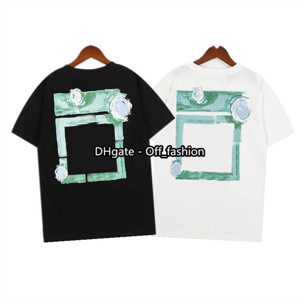 Luxury Offs Summer Mens t Shirt Religioso Pittura ad olio T-shirt da donna di marca Back Arrow x Tshirt Hip Hop Magliette larghe T-shirt T-shirt a maniche corte Magliette per coppie