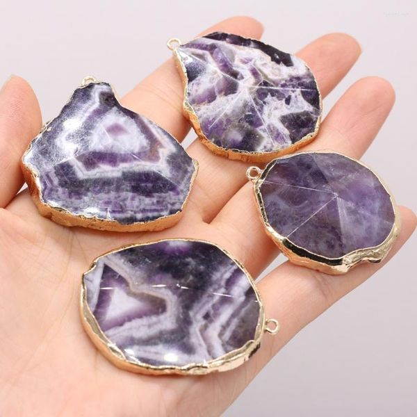 Anhänger Halsketten Yachu Natürlicher Halbedelstein Amethyst Vergoldet Für Frauen, Die DIY Halskettenarmband Hohe Schmuckgeschenke Machen