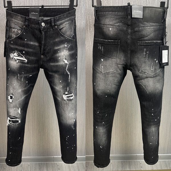 New Men Jeans Hole Blue Blue Cinzento Escuro Itália Brand Man Long Pants TRUSTERS TRUSTERS ARTILHAÇÃO DAENIM DE STREA