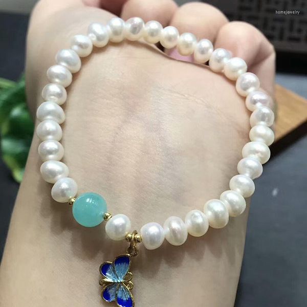 Strang Großhandel Natürliche Perlen Armbänder Perlen Mit Tianhe Stein Perle Gebratener Schmetterling Für Frauen Schmuck JoursNeige