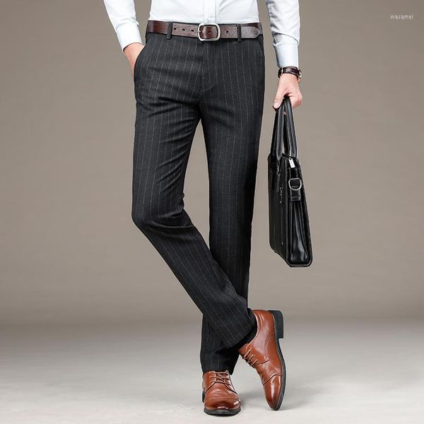 Calça masculina de verão moda masculina casual sólido fino magro elástico elástico calça masculina calça de rua vintage masculino terno elegante