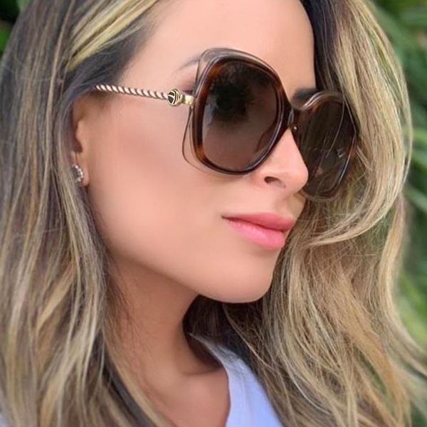 Óculos de sol Twist Twist Process Metal Box Joker Fashion Women Personals Glasses Ins Oculos Uvsunglasses