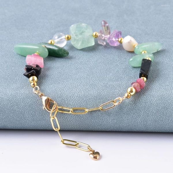 Strang Boho Chic Turmalin Perle Grün Transparent Quarz Perlenarmband Damen Wunderschöner Hervorragender Natursteinschmuck