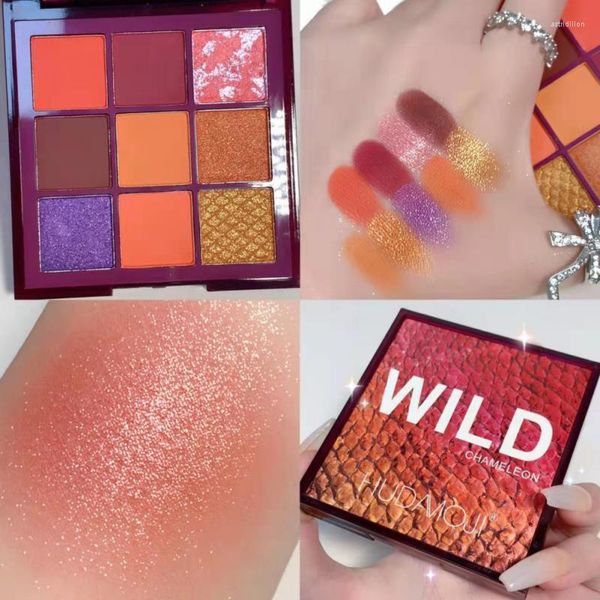 Lidschatten 9 Bunte Lidschatten Palette Mattperlen Glitzer Pigment Pulver Tierreihe natürliche Make -up wasserdichte dauerhafte schimmernde Mode