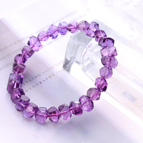 Strand Natürlicher brasilianischer Amethyst facettierter Armbandkristall