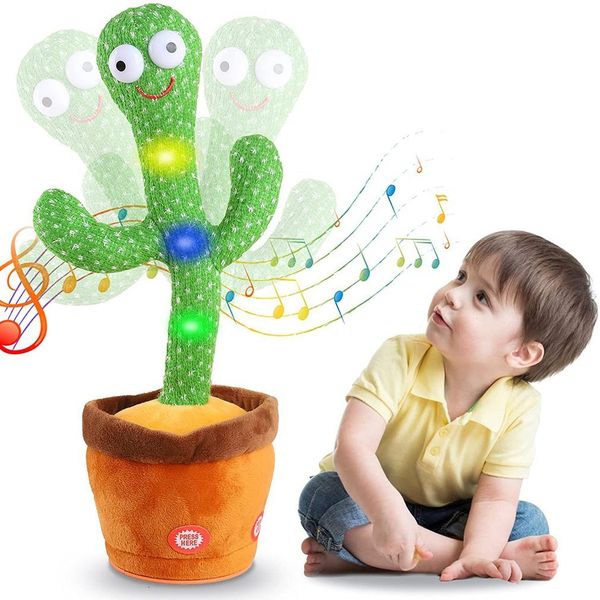 Deko-Objekte Figuren 32 cm elektrisch drehendes tanzendes bezauberndes Kaktus-Spielzeug mit Englisch Russisch Spanisch Vietnamesisch Arabisch 120 Lieder 230428