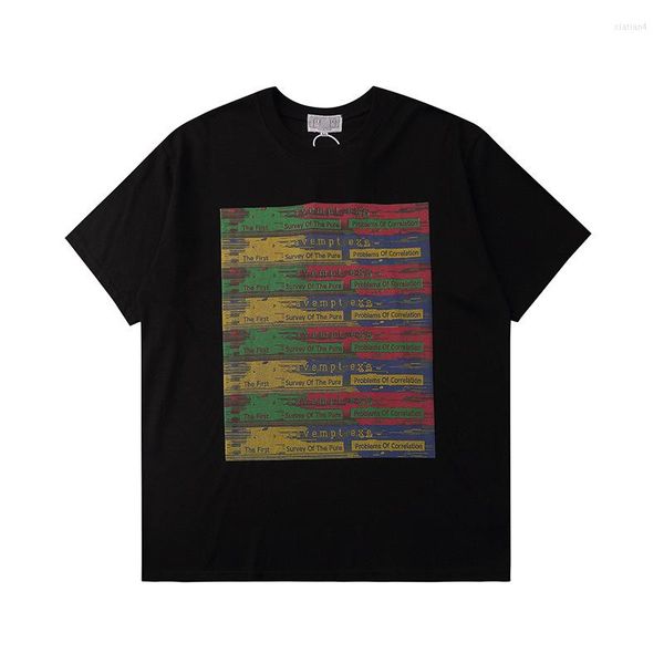 Erkek Tişörtleri Cavempt C.E T-Shirt Erkek Kadın 1: 1 Renkli Mektup Neon Çizgili Baskı Külot Üstü