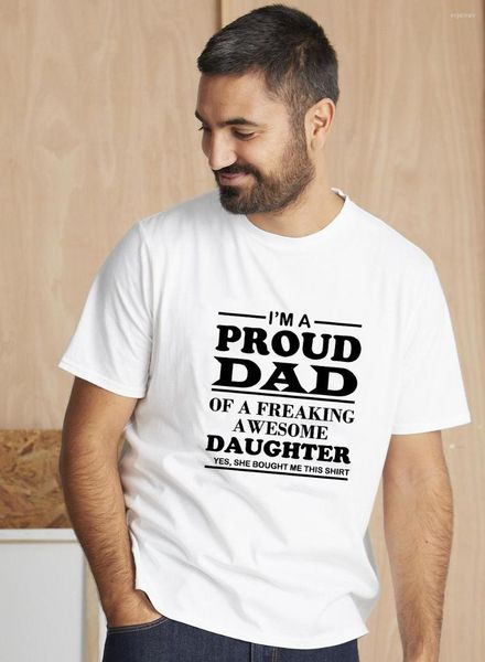 Erkekler Tişörtüm Gururlu Bir Babayım Erkekler Mektup Baskı Tişörtleri Tees Grafik Kısa Kollu O boyun Harajuku Günlük T-Shirt Erkek Giyim
