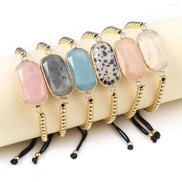 Bangle Fashion Natural Stone Amazonite Bangles Reiki Heal Gold Color Quartzs Ювелирные изделия для женских подарков по случаю дня рождения