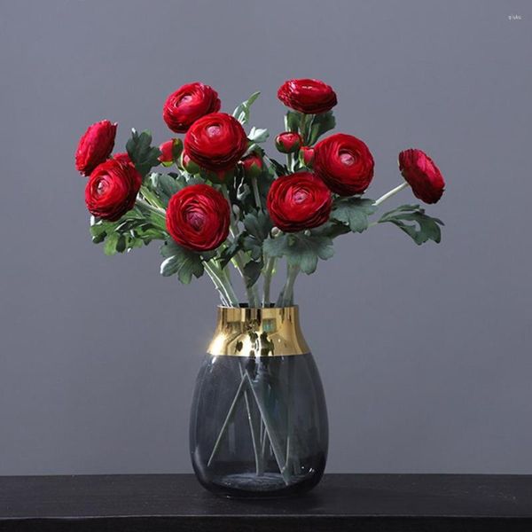 Simulazione di fiori decorativi Peonia Petali spessi realistici non sbiaditi Bouquet di fiori artificiali per feste nuziali multistrato con verde