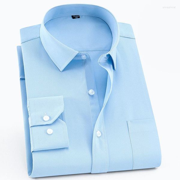 Camisas casuais masculinas homens azul de manga longa Office Business Wear Shirt Spring Autumn Cotton Workwear colar