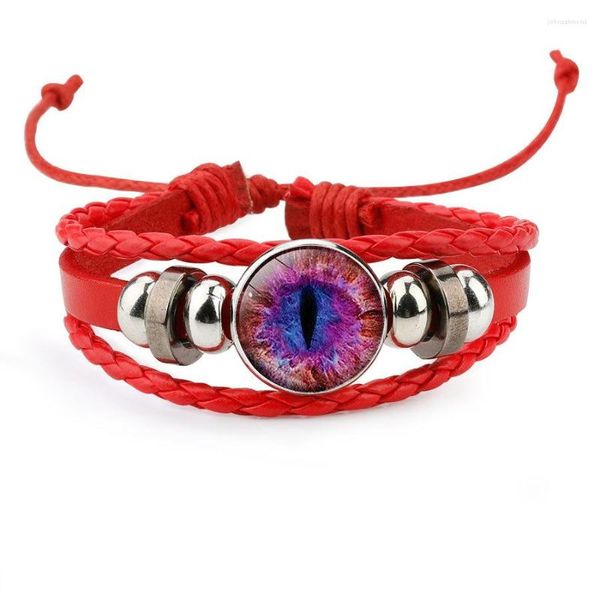 Link Bracciali 4 Style Dragon Eye Evil Cupola di vetro blu per uomo Charm Multilcolor Leather Braided Multilayer Bangle Gioielli punk