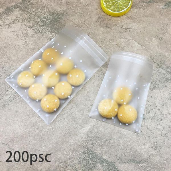 Emballage cadeau 200 pièces givré mignon points en plastique paquet bonbons biscuit savon emballage sacs Cupcake emballage auto-adhésif échantillon sac