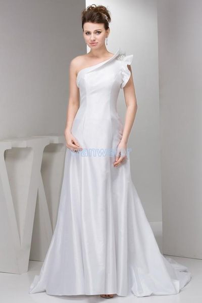 Abito da damigella d'onore 2023 Design Una spalla Perline Brides Maid Seller Formale Taglia / colore personalizzati Bianco