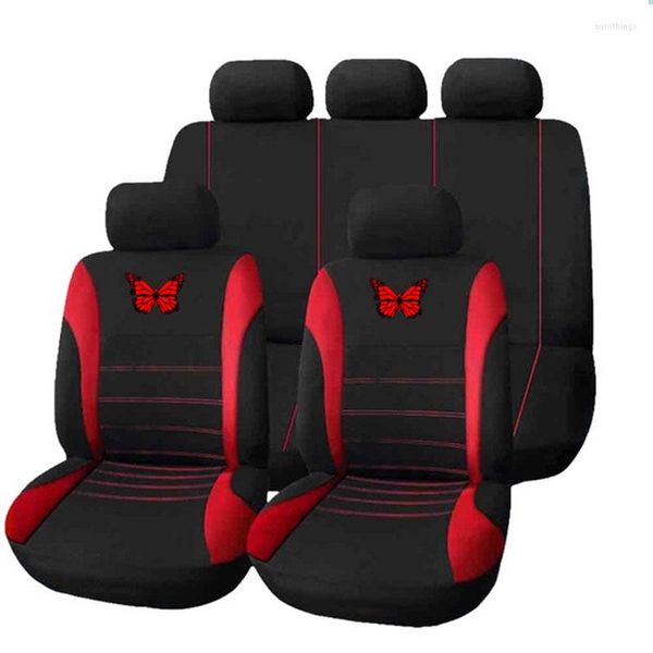 Capas de assento de carro Carnong Capa automática Universal Full Set Butterfly Stretch Jersey Fabric Four Season Sedan Hatchback Interior Acessórios