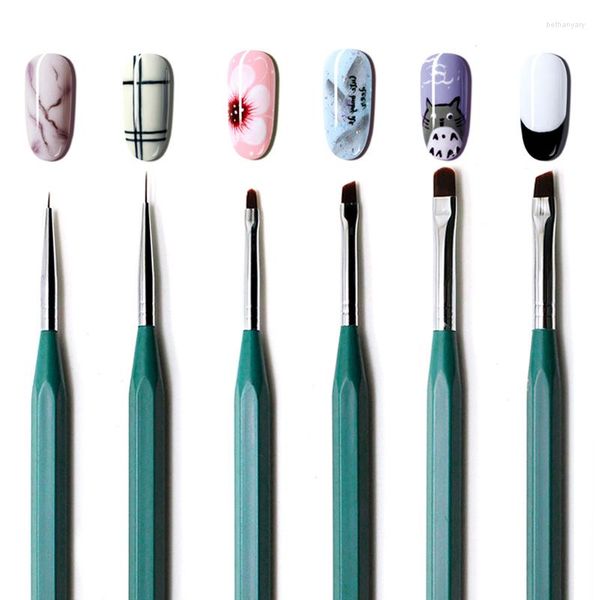 Nagelpinsel 1 Stück Acrylmalpinsel Polnische Zeichnung UV Gel Verlängerung Holzgriff Linie Blume Striping Pen Art Tool