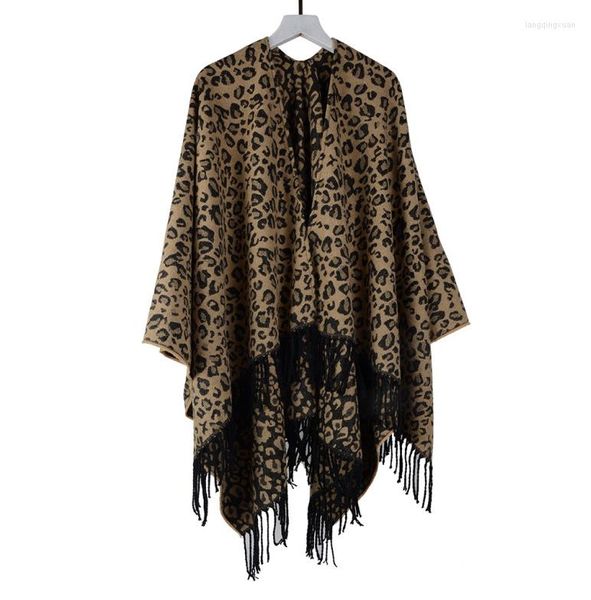Шарфы 2023 Осенний зимний классический кашемировый плащ сплетен жаккардовый леопардовый шарф Женский платок теплый ветрозащитный