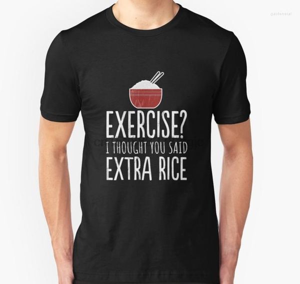 Herren T-Shirts Herren Kurzarm T-Shirt Übung I Thought You Said Extra Rice Funny Food Shirt Damen T-Shirt