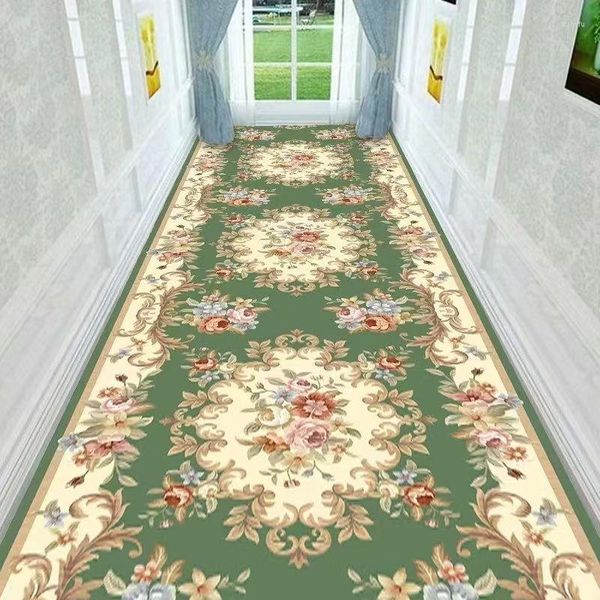 Tapetes 3d rosa de flores rosa Carpetes Capacho do corredor Anti-deslizamento Tapete longo para sala de estar Corredores de casamento de quarto de casa