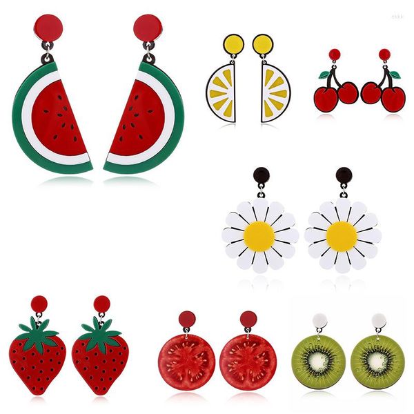 Ohrringe FishSheep Cute Acryl Fruits Drop Lovely Strawberry Lemon Flower Big For Women Fashion Party Jewelry