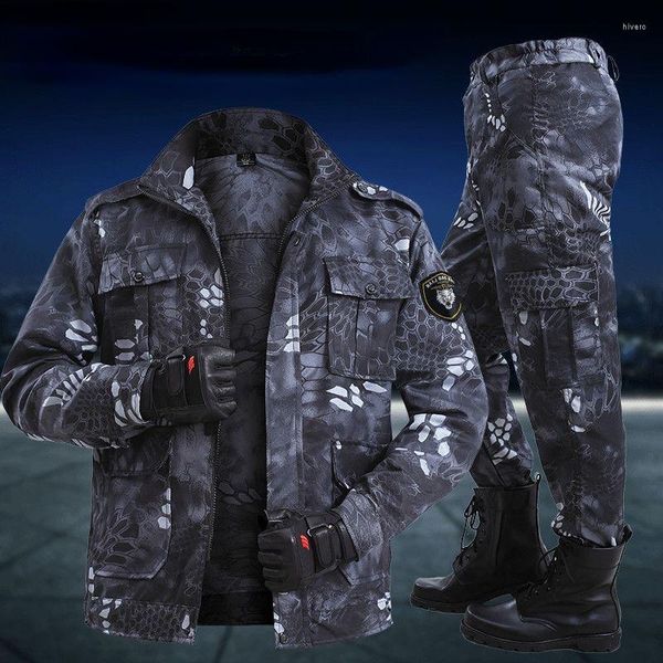 Herren Trainingsanzüge Arbeitsversicherung Tuch Militäruniform Herren Soft Trainingsanzug Outdoor Camouflage Anzug Schwarz Python Muster Verschleißfest