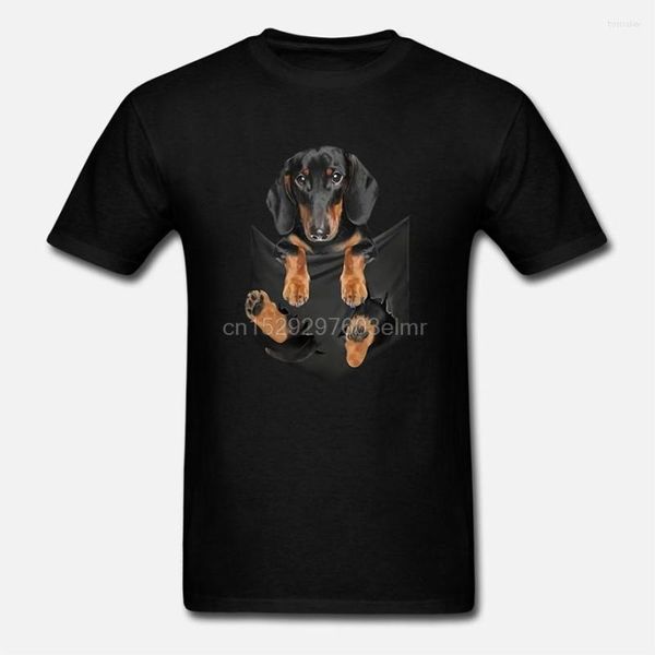 Camisetas masculinas Dachshund Inside Pocket Circl Black Cotton Men S-6xl Us Fornecedor Venda Offcartoon UnisEx Fashion Tshirt