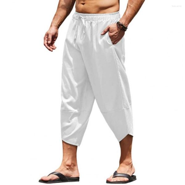 Pantaloni da uomo semplice tasche casual che vestono morbida spiaggia estiva Hawaii harem