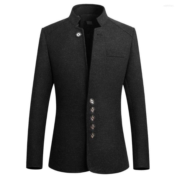 Ternos femininos Moda Men Stand Collar Suit de traje Slim Single Brentsed Blazer Coat Blazer