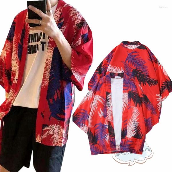 Ethnische Kleidung Lässige Chinesische Art Paare Robe Lose Dreiviertelärmel Herren Kimono Cardigan Print Fashion Tang Suit Plus Size