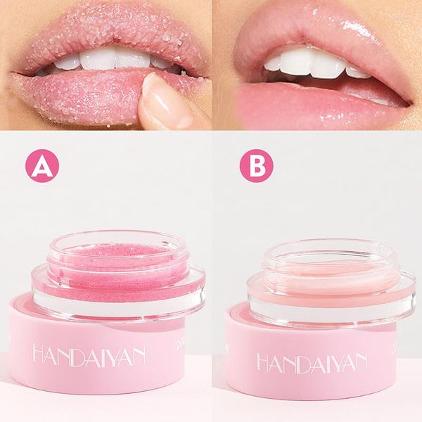 Lip Gloss 2 em 1 Máscara de esfoliação hidrata e repara lábios esfolia esfoliando aldeias