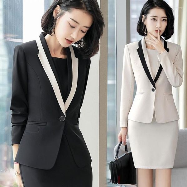 Vestidos de trabalho ternos de vestido de escritório, mulheres usam negócios formal 2 peças conjuntos de desenhos elegantes Mulheres Blazer de Manga Longa AS319