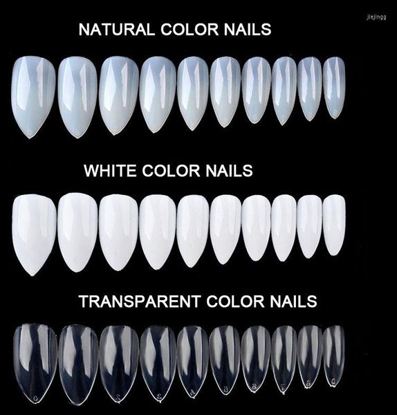 False unhas 600pcs color mulheres dicas artificiais de unhas naturais dicas de arte acrílica branca transparente