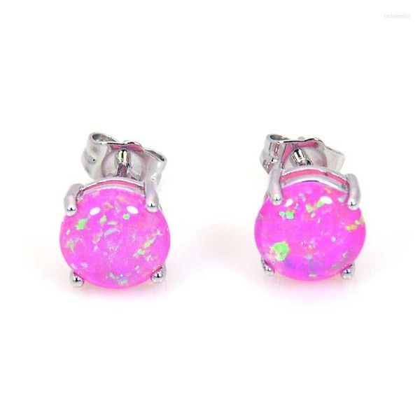 Brincos de garanhão Bohemia Fire Opal for Mulher Ladies Rosa redondo lasca cheia de duplo lado EF171106003