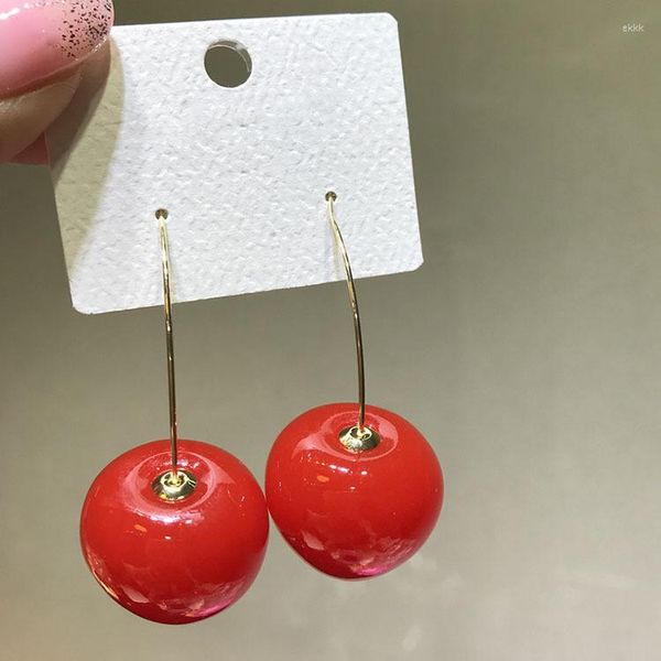 Brincos Dangle 2023 Projeto de personalidade Design Fruit Cherry Stud Breating Fashion Color Gold Lady Fresh for Women Trend Party Diário Wear Jóias