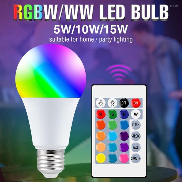 Glühbirne 16 Farben Dimmbare Hauptdekoration Lampe E27 Magic Bulbs 5W 10W 15W Bunte LED mit IR-Fernbedienung 2835 SMD