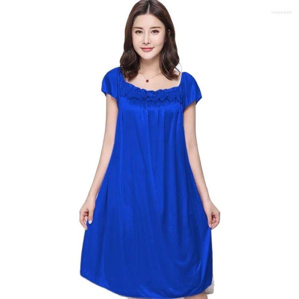 Damen Nachtwäsche Frauen Nachthemd Kurzarm Spitze Spleißen Eis Seide Sommerkleid Schwangere Frau Mode Sexy Home Wear