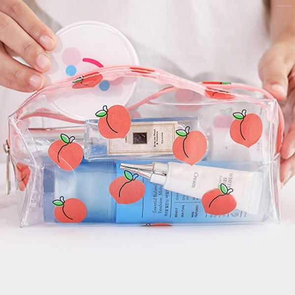 Grande Capa de Lápis Transparente à prova d'água Presente de papelaria PVC Girls Students Bag Kawaii Makeup Cosmetic Travel Bags