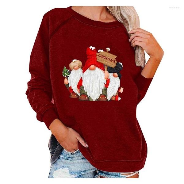 Felpe con cappuccio da donna Felpa pullover natalizia Felpa a maniche lunghe Top Autunno Inverno Moda Regalo di Babbo Natale Stampa Felpa con cappuccio casual da donna