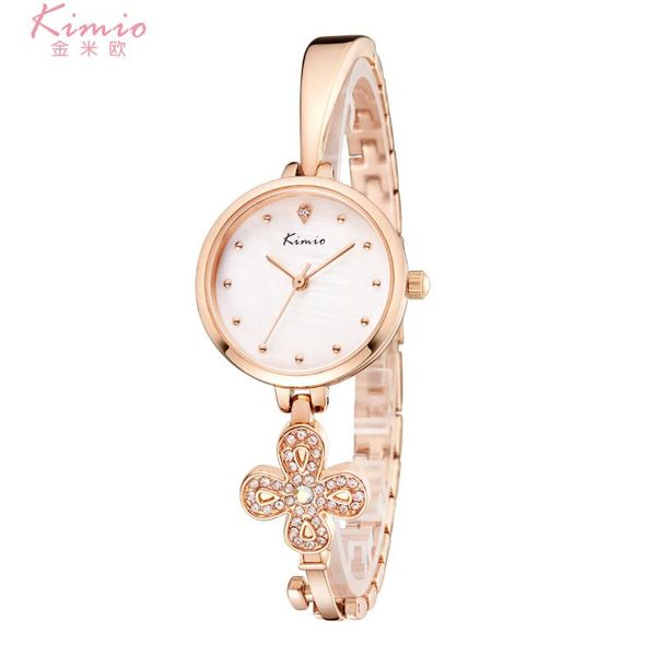 Relógios de pulso Kimio Quartz Diamond Wrist Watch Alloy Rose Gold Gold Women Bracelet Dress Woman Women Watches Ladies K6212